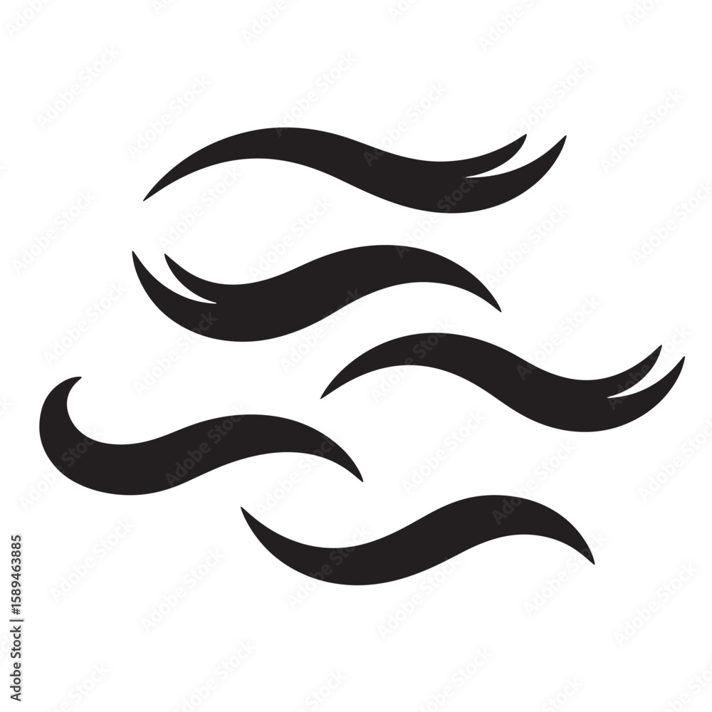 Poster decorative black swoosh element collection with flowing lines design suitable for use in graphic des