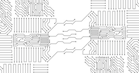 Abstract digital circuit board on technology white background. Circuit connected lines and dots on abstract motherboard. vector illustration.