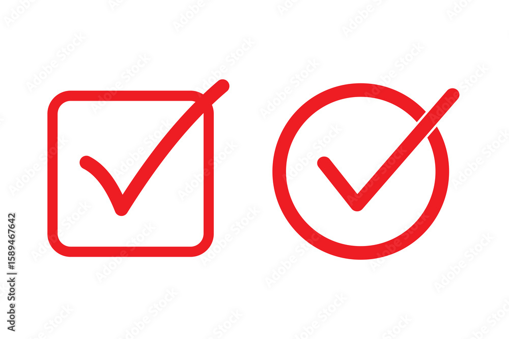 Poster check mark icon, symbol vector. tick mark with checkbox icon. red checkmark sign for app, ui, websit