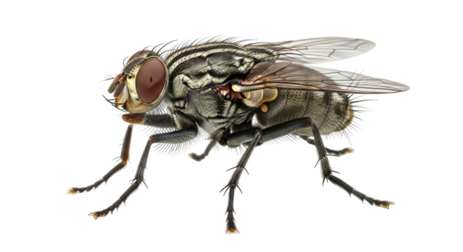Isolated Detailed Close-up of a Fly
