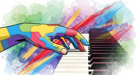 Abstract Pop Art Hand Playing Piano