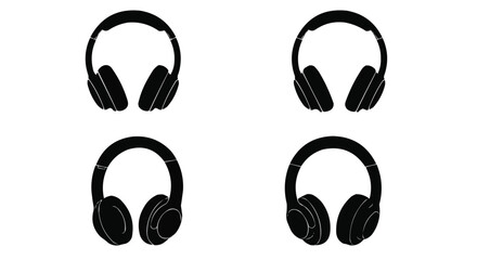 Black wireless headphones on a white background Overhead,Isolated professional-grade headphones fo,Romania