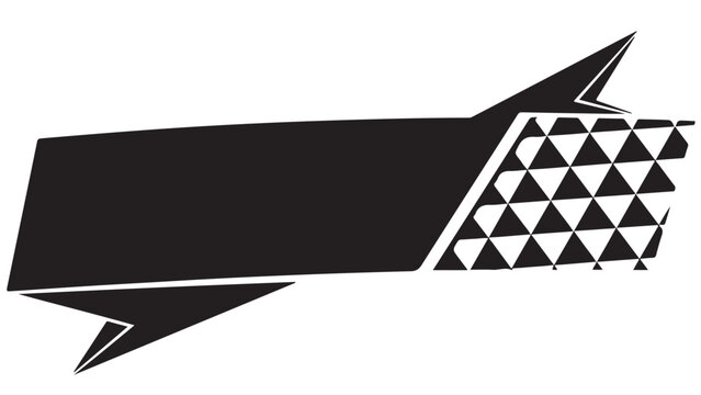 Black and white ribbon banner with triangle pattern, decorative design, illustration