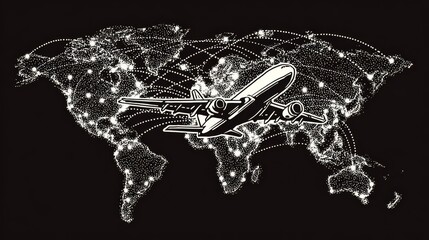 Global Air Freight and Logistic Services Revolutionizing Transportation Across Continents Aerial View Digital Illustration