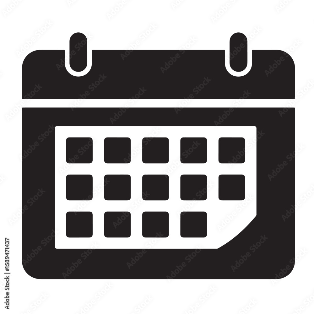 Poster simplified black and white calendar icon illustration representing important dates scheduling and da