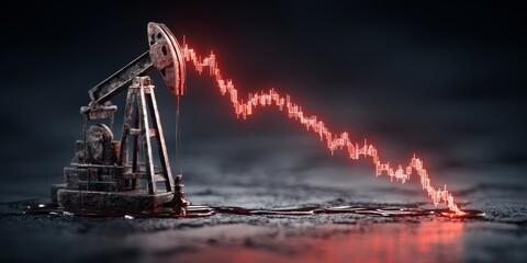 Global Oil Crisis Impacting Market Crash Trends Energy Sector Digital Art Industrial Environment Aerial View Economic Analysis