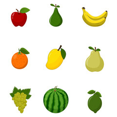 Vector Illustrations of Fresh Tropical Fruits in Flat Design