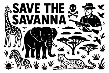 Endangered Species Protection Icons – Wildlife Conservation Vector Set