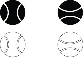 tennis ball icon vector, tennis ball silhouette and line icon vector illustration
