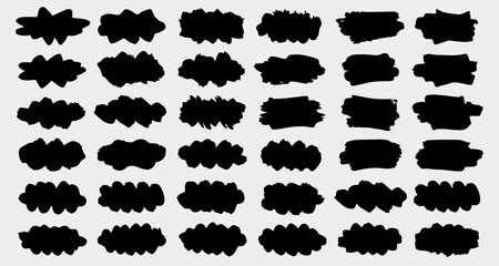 Abstract Brushstroke Set: A collection of dynamic black brushstrokes on a neutral backdrop, offering versatile design elements for various creative projects.