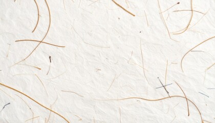 White Handmade Cotton Paper Surface with Organic Texture and Fibrous Strands Detail