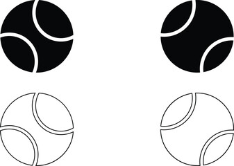 tennis ball icon vector, tennis ball silhouette and line icon vector illustration