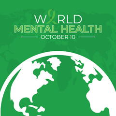 World Mental Health Day in 10 October. Vector illustration