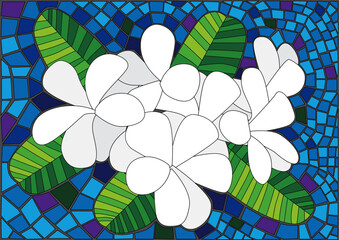 plumeria design glass stained moses background illustration vector
