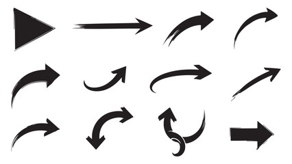 Set of black grunge arrows, vector design elements