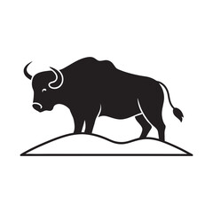 Wild Buffalo Standing On Rocky Hillside