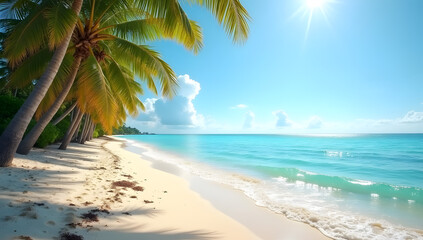 Aerial View of Tropical Beach with Clear Water