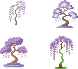 Wisteria Bonsai Vector Illustration
