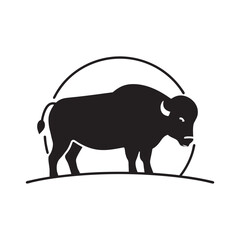 Buffalo In Sunrise Background Vector Art