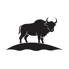 Buffalo On Rough Rocky Terrain Silhouette