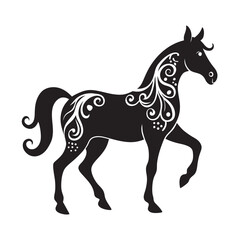 Fototapeta premium Horse Decorated With Tribal Floral Patterns