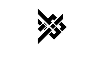 Abstract Geometric Symbol Interwoven Black Shapes on White - Dynamic Vector Art