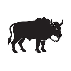 Buffalo With Broken Neck Chain Silhouette