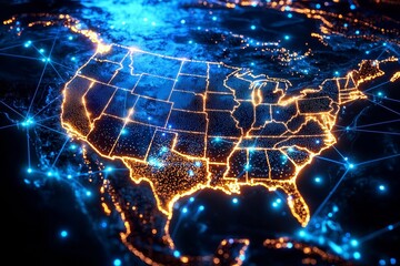 Depiction of information exchange and telecommunication networks in North America.