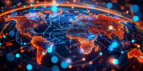 Visualization of artificial general intelligence within a connected network.