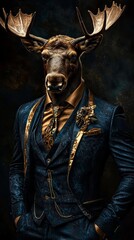Anthropomorphic Deer Portrait Showcasing Charisma