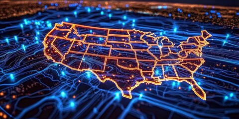 Digital Map Representing the USA's Connectivity