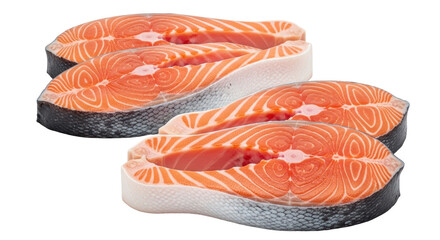 Isolated Salmon Steak Pieces