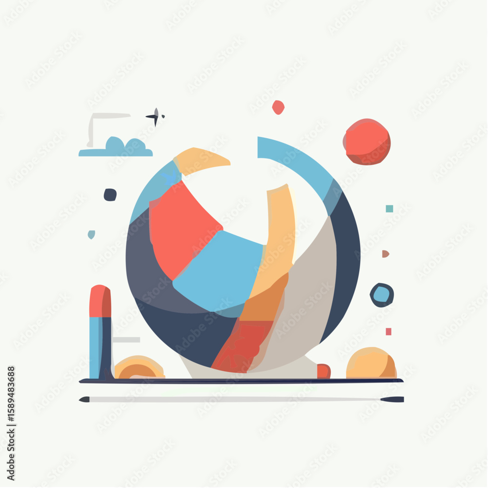 Aufkleber colorful abstract icon representing globe with playful shapes and elements
