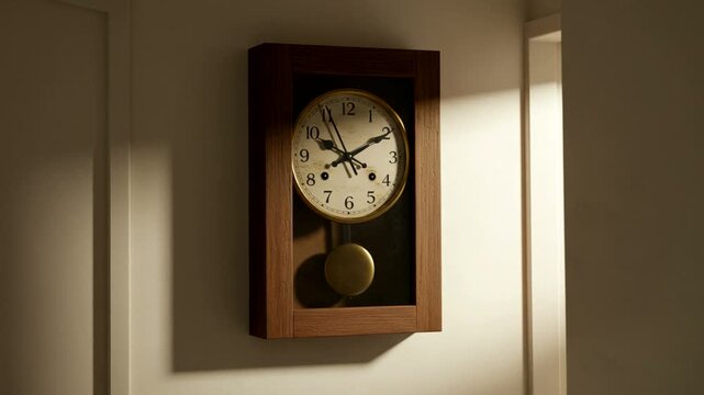 Antique wooden framed wall clock with pendulum