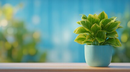 Philodendron Plant on Wooden Surface Indoor Setting Close-up View Vibrant Green Leaves Home Decor Concept