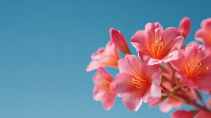 Vibrant Pink Azalea Blooms Against the Clear Blue Sky Nature Photography Bright Color Palette Peaceful Environment Close-up View