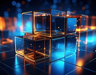 Abstract digital cubes in vibrant colors