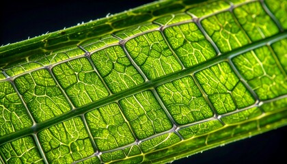 Close-up of a plant leaf's cellular structure