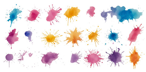 Set of watercolor circles brash multicolored. watercolor on white background. This is watercolor splash smoke blot on transparent Abstract background