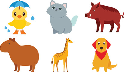 Cute Animal Collection on transparent background