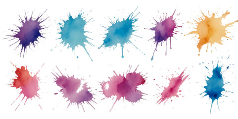 Set of watercolor circles brash multicolored. watercolor on white background. This is watercolor splash smoke blot on transparent Abstract background