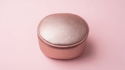 An elegant pink cosmetic bag placed on a soft gradient background, embodying simplicity and style.
