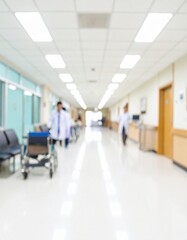 Fototapeta premium Blurred background - Abstract blur beautiful luxury hospital and clinic interior for background. Vintage effect style pictures.