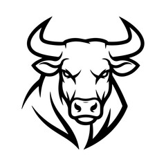 Angry head of bull, perfect for logo design, isolated on transparent or white background, vector illustration.