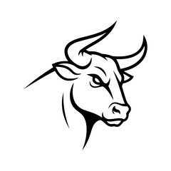 Bull head, perfect for logo design, isolated on transparent or white background, vector illustration.