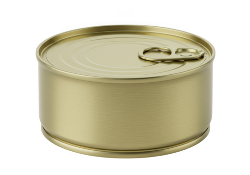 Shiny metal food can with pull tab isolated on transparent background