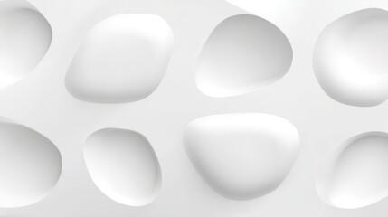 Ultra-minimalist white abstract surface with concave shapes, glowing softly in a futuristic design.
