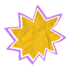 Wrinkled Yellow Starburst Sticker with Pink Outline – Pop Art Element