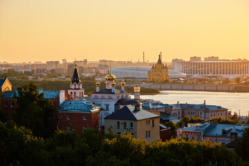 Sunset View of Alexander Nevsky Cathedral from Nizhny Novgorod Kremlin