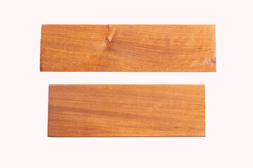 Two wooden planks isolated on white background.